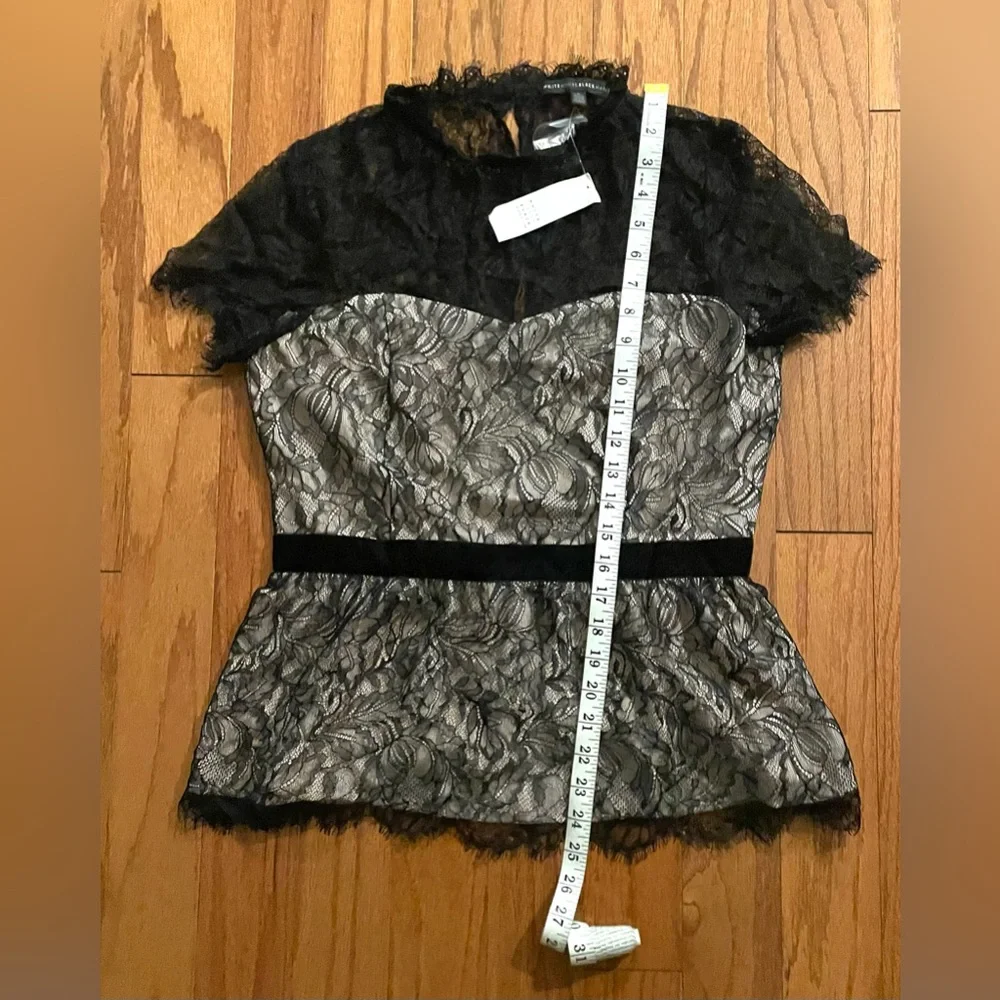 White House Black Market- Elegant Black Lace Top Size‎ 8